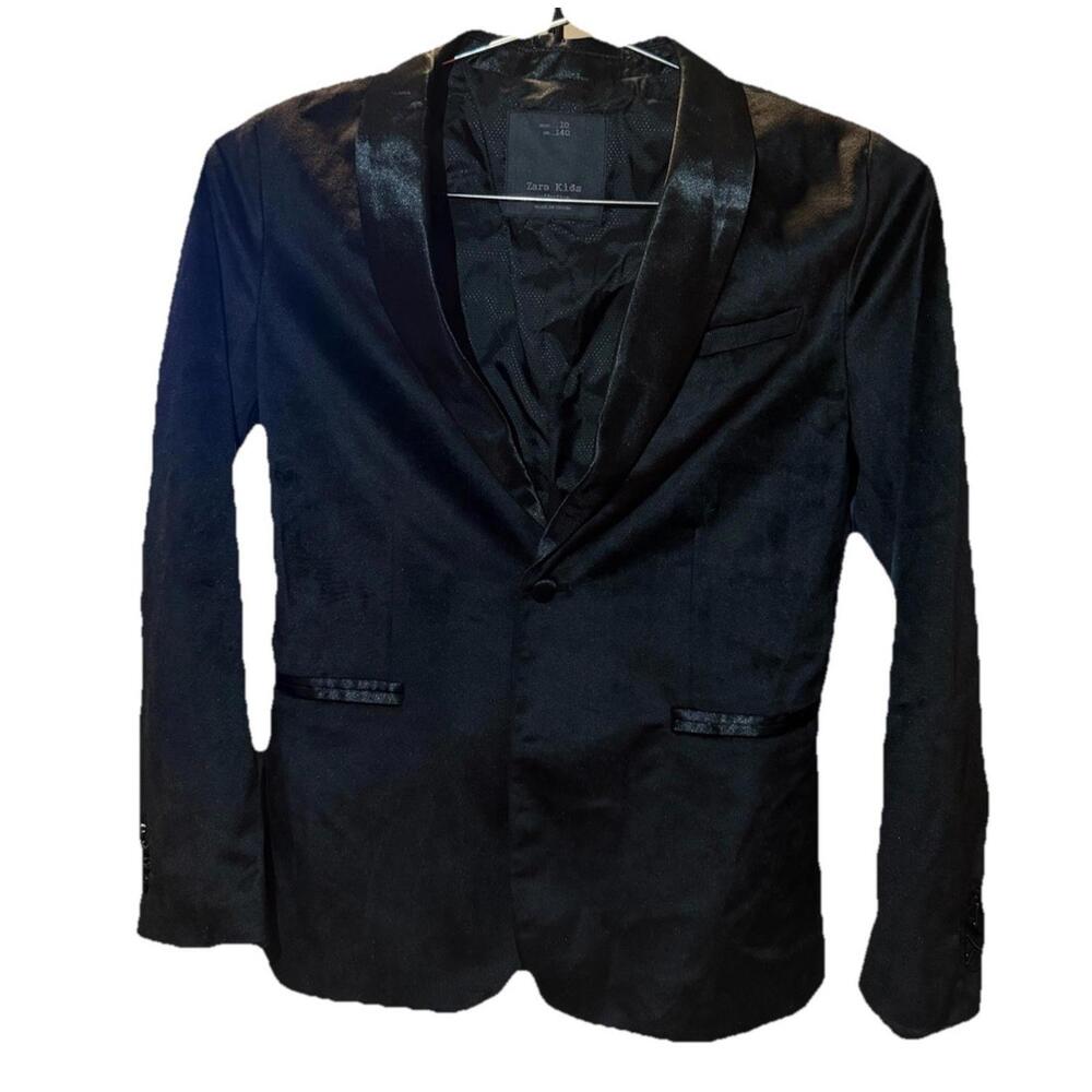 Zara Kids Girls Black Formal Blazer Size 10 Long Sleeve Button Mid-Length